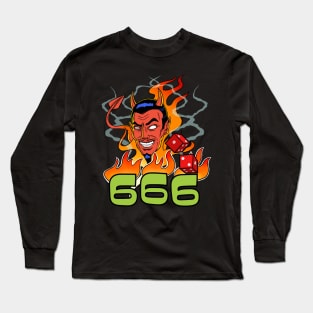 Rockabilly Lowbrow Devil with Dice Art Long Sleeve T-Shirt